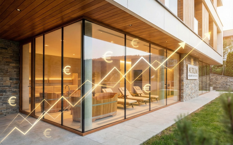 Financial chart with growing wellness industry trend