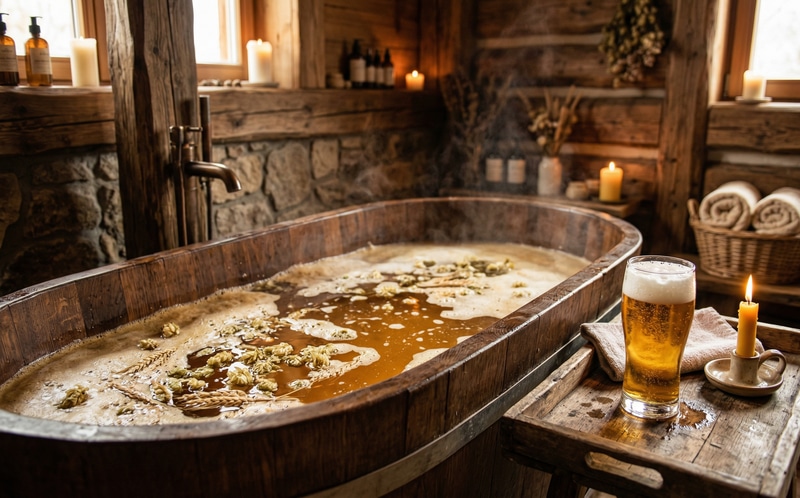 Relaxing spa scene with mineral water pool