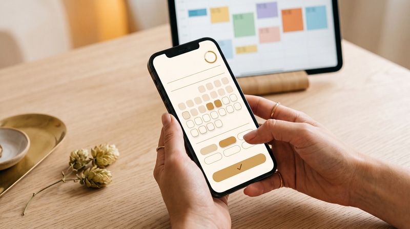 Prenotazione di una visita alla spa da smartphone - scelta della fascia oraria e conferma